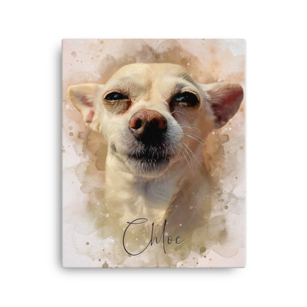 Neutral Tones Watercolor Custom Pet Portrait - PREMIUM CANVAS WRAP UNFRAMED