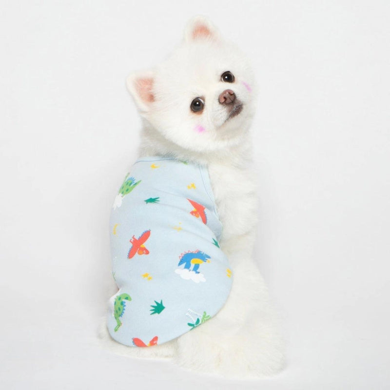 Dino World Blue Tank Top For Little Dogs and Cats