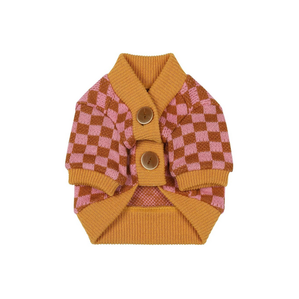 Checker Board Pink Dog Cardigan