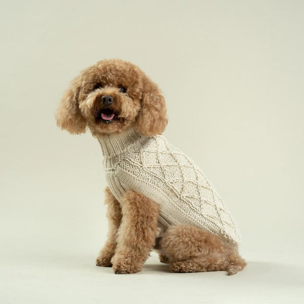 DIAMOND KNIT ALPACA DOG SWEATER LIGHT OATMEAL - COMING SOON!!!