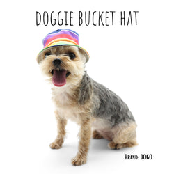 Rainbow Bucket Dog Hat with Draw String
