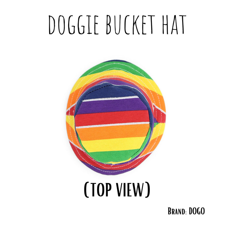Rainbow Bucket Dog Hat with Draw String