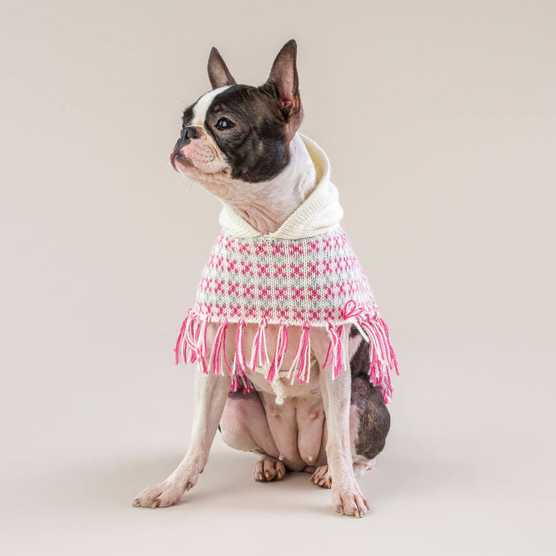 Alpaca Knitted Dog Sweater Pink Poncho