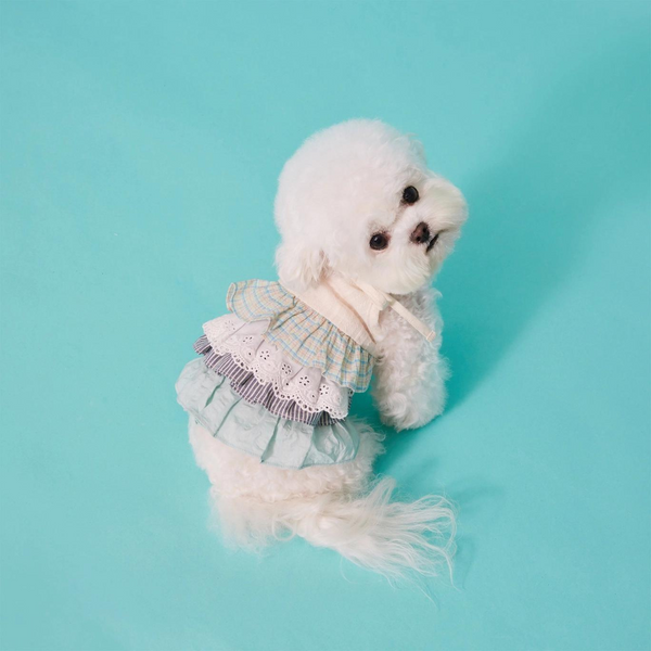 Boho Blue Princess Tiered Dog Dress by Miminko