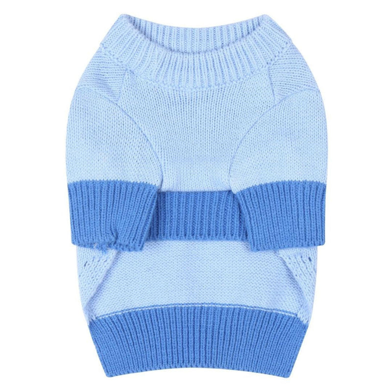Blue Color Block Knit Dog Sweater