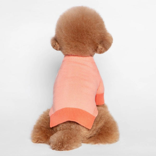Pink Coral Color Block Knit Sweater For Dogs