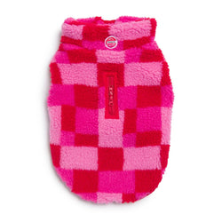 Pink Checkered Matching Dog Ski Vest For Dogs Sherpa