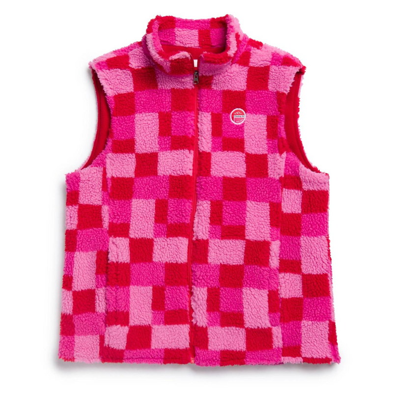 Pink Ski Checker Vest Matching Human Dog Mom Sherpa
