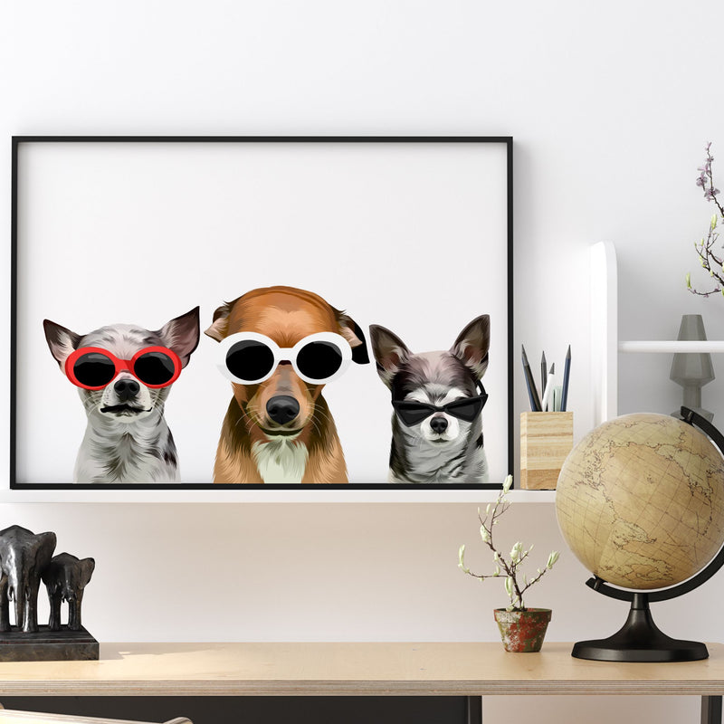 Three Image Pet Custom Pet Portrait Framed Poster