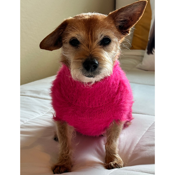 Hot Pink Extravaganza Fluffy Knit Dog Sweater
