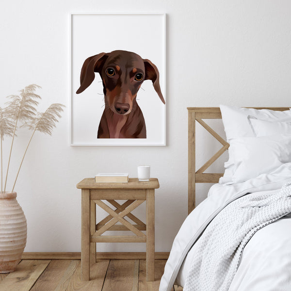 Custom Framed Pet Portrait Poster Art