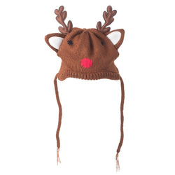 Winter Wonderland Reindeer Play Knit Toboggan Hat For Dogs