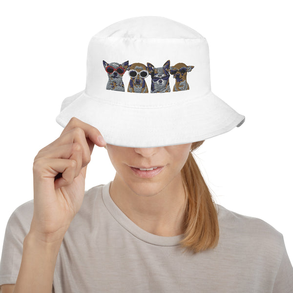 Custom Embroidered Multi Colored Dog Art Bucket Hat