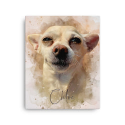 Neutral Tones Watercolor Custom Pet Portrait - PREMIUM CANVAS WRAP UNFRAMED