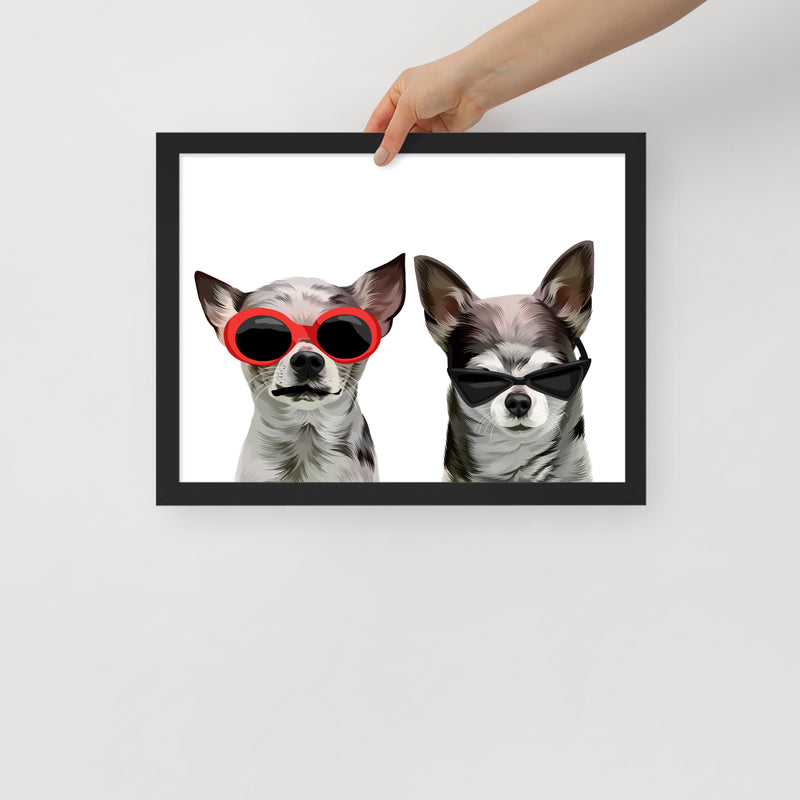 Two Image Pet Custom Pet Portrait Framed Poster