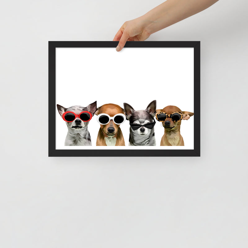 Four Image Pet Custom Pet Portrait Framed Poster
