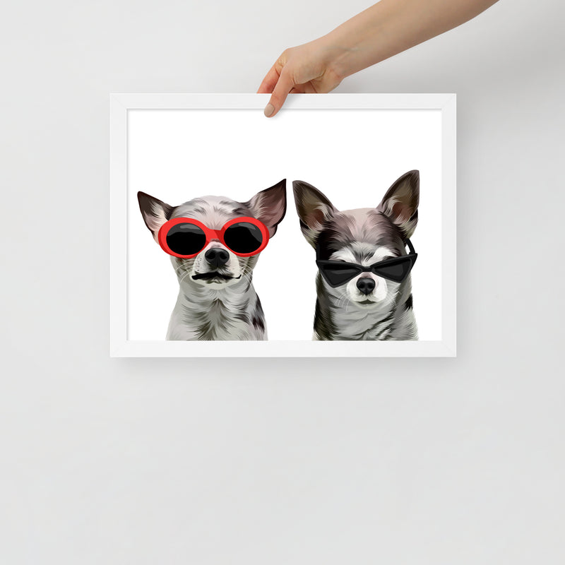 Two Image Pet Custom Pet Portrait Framed Poster