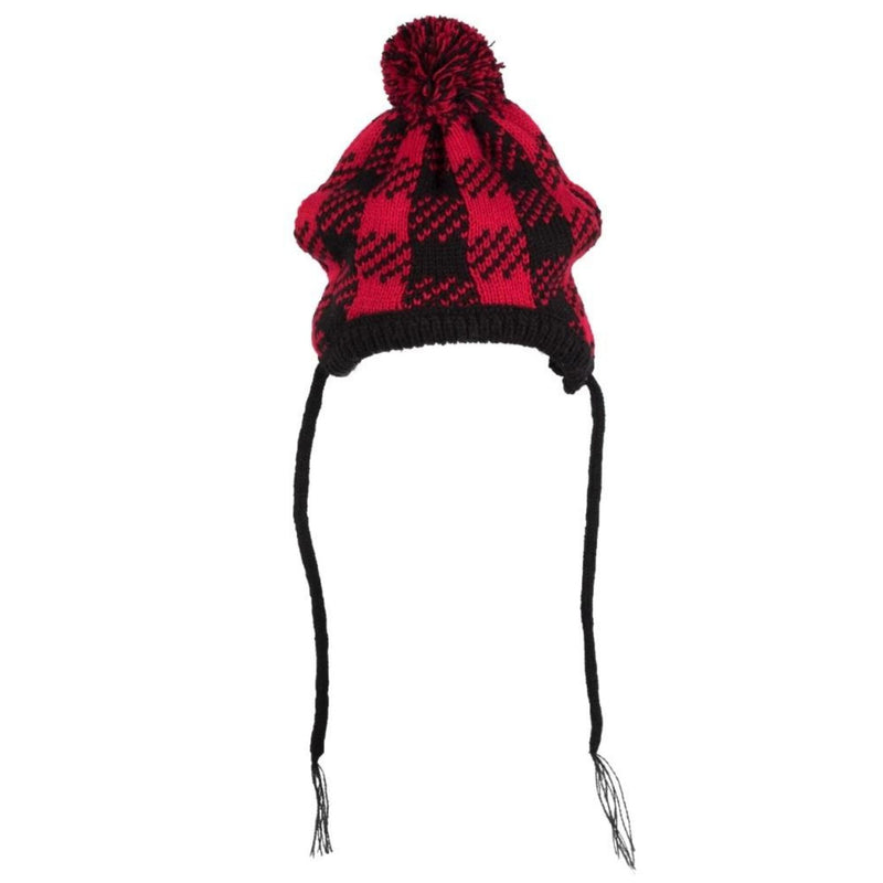 Red Buffalo Pom Knit Winter Dog Pet Hat by