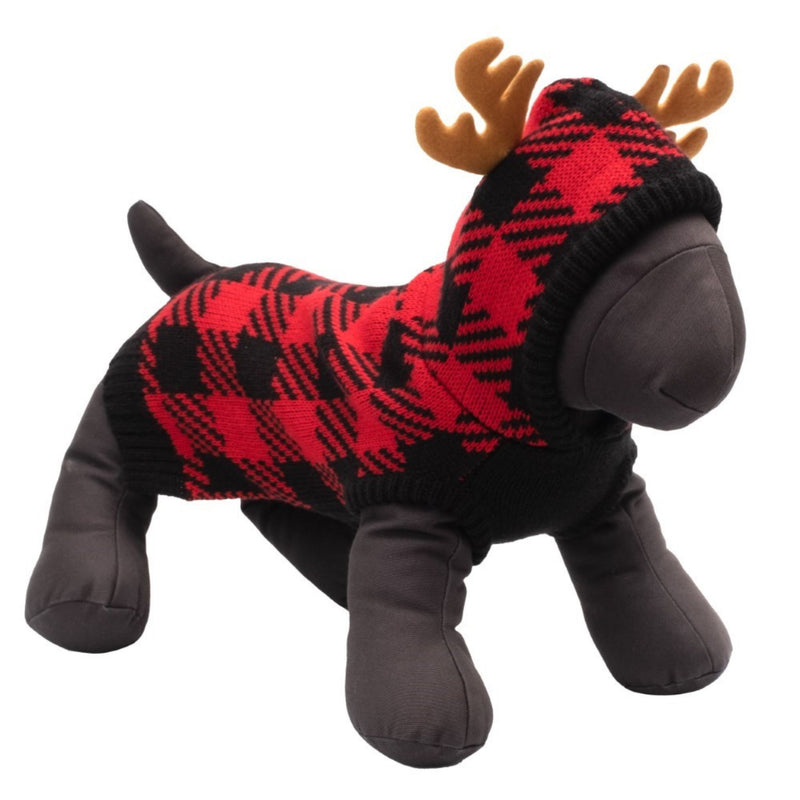 Reindeer Ears Sleeveless Red Buffalo Knit Dog Sweater